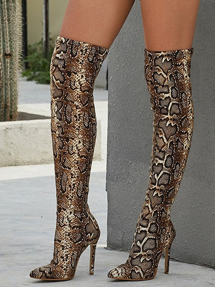 Bathilde | Women's Pointed-Toe Stiletto Over-The-Knee Slip-On Boots