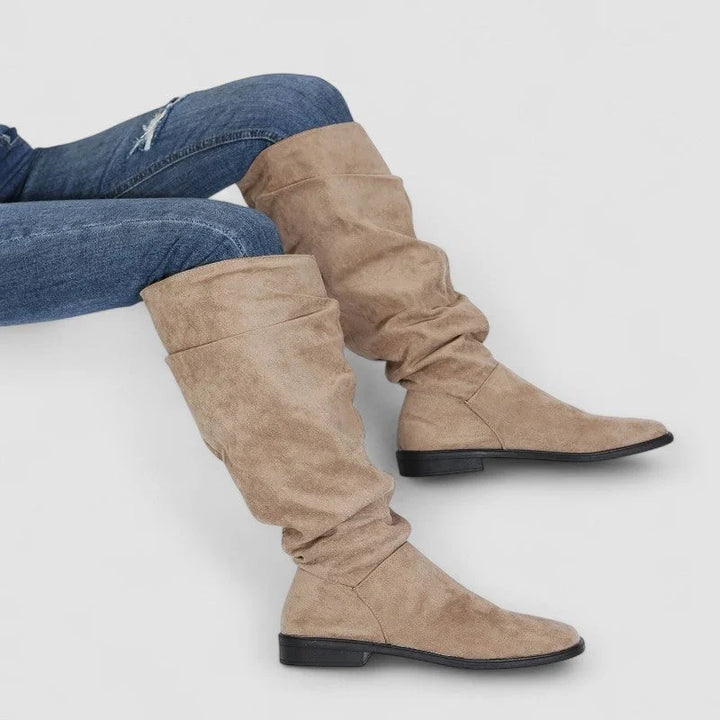 Eglantine | Women's Almond-Toe Block-Heel Knee-High Slip-On Boots
