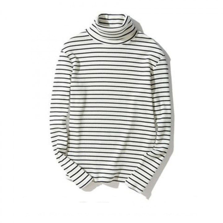 Women's long sleeve turtleneck pullover sweater front view