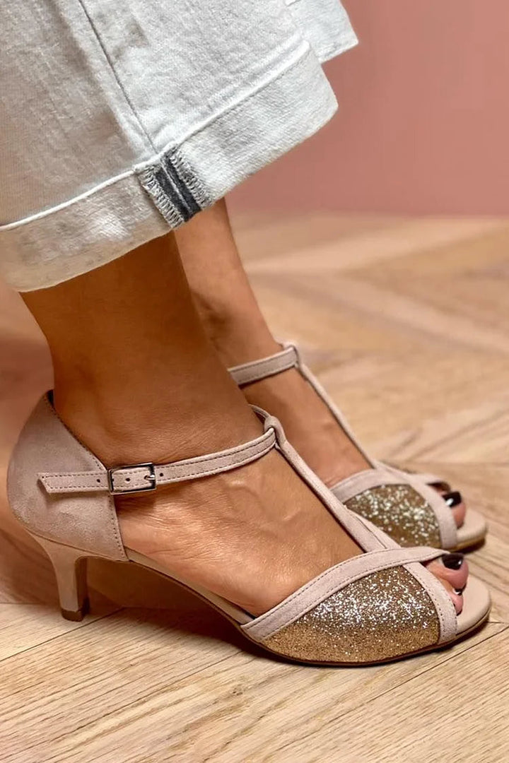 Iseult | Women's Sequin Two-Tone Open-Toe Kitten-Heel Pumps