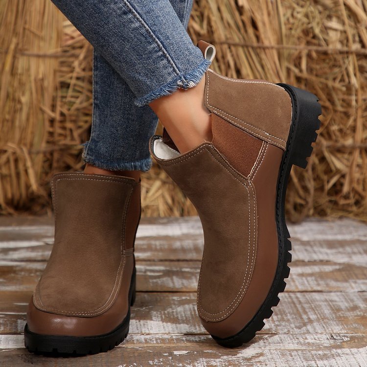 Women's black platform ankle boots with short Martin-style shaft