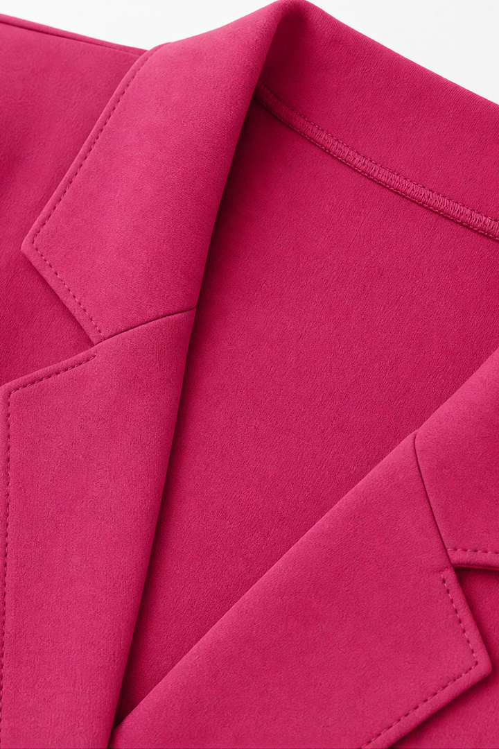 Women's structured lapel blazer cardigan front view