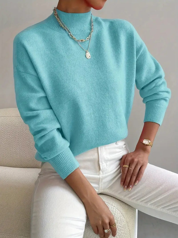 Stasia | Women's Mock-Neck Ribbed Long-Sleeve Sweater