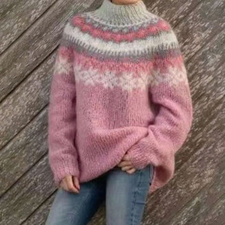 Pelagia | Women's Fair-Isle Crew-Neck Long-Sleeve Oversized Sweater