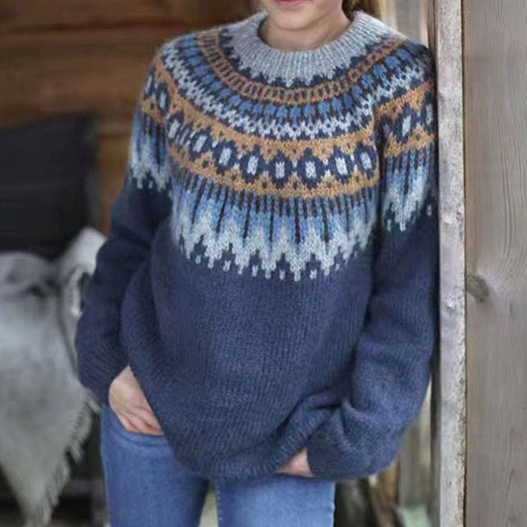 Pelagia | Women's Fair-Isle Crew-Neck Long-Sleeve Oversized Sweater