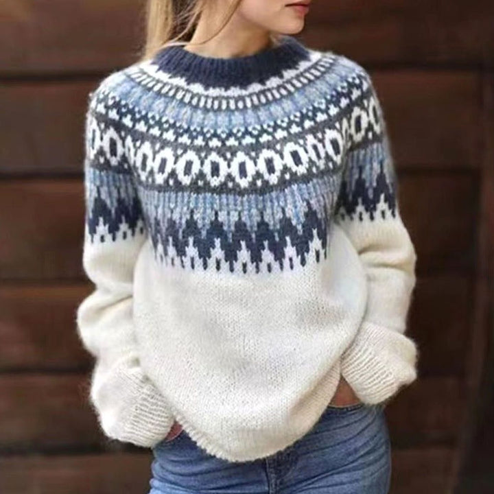 Pelagia | Women's Fair-Isle Crew-Neck Long-Sleeve Oversized Sweater