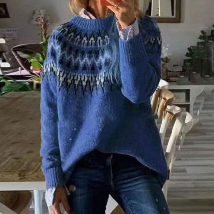 Pelagia | Women's Fair-Isle Crew-Neck Long-Sleeve Oversized Sweater