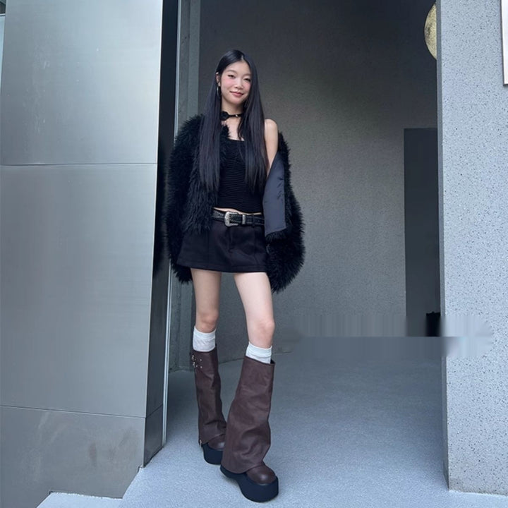 Women's winter boots with mid heel and round toe