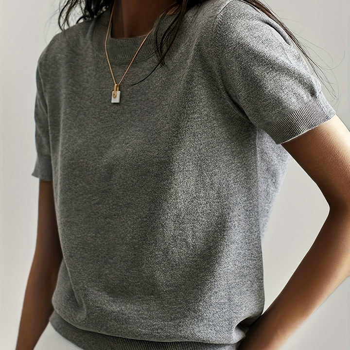 Avelina | Women's Ribbed Knit Short-Sleeve Top
