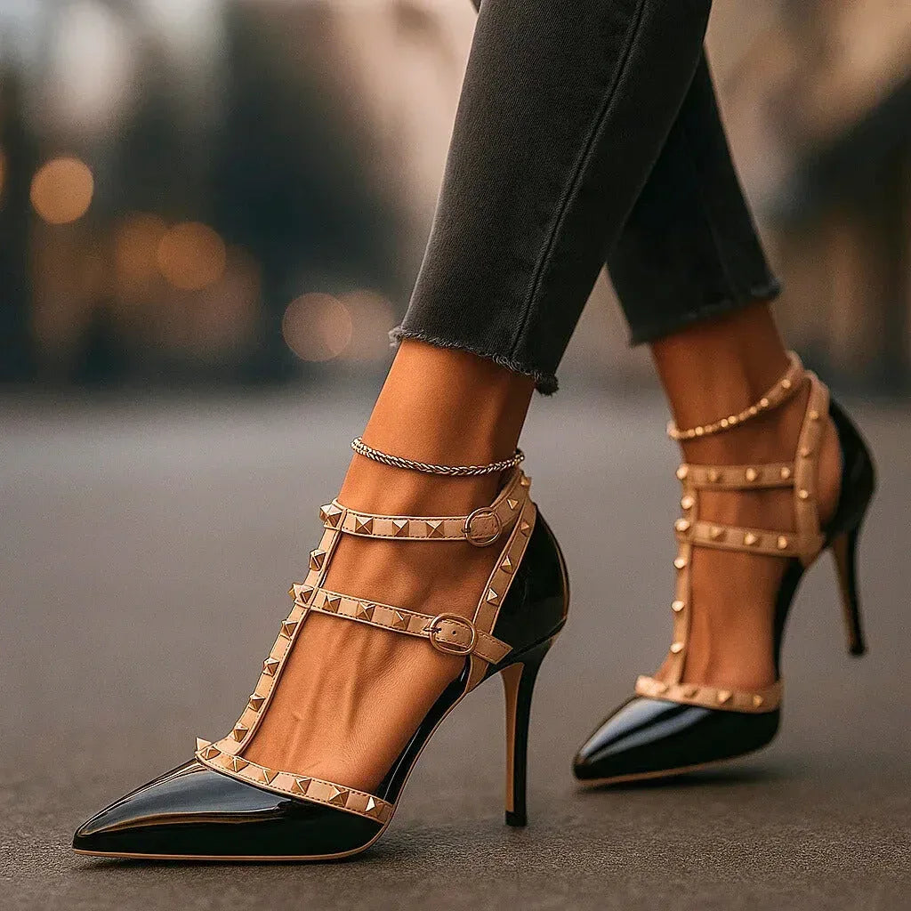 Jessamy | Women's Studded Pointed-Toe Stiletto Strappy Pumps