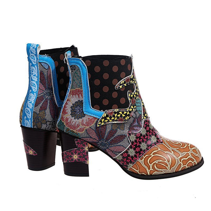 Women's chunky heel ankle boots with side zipper
