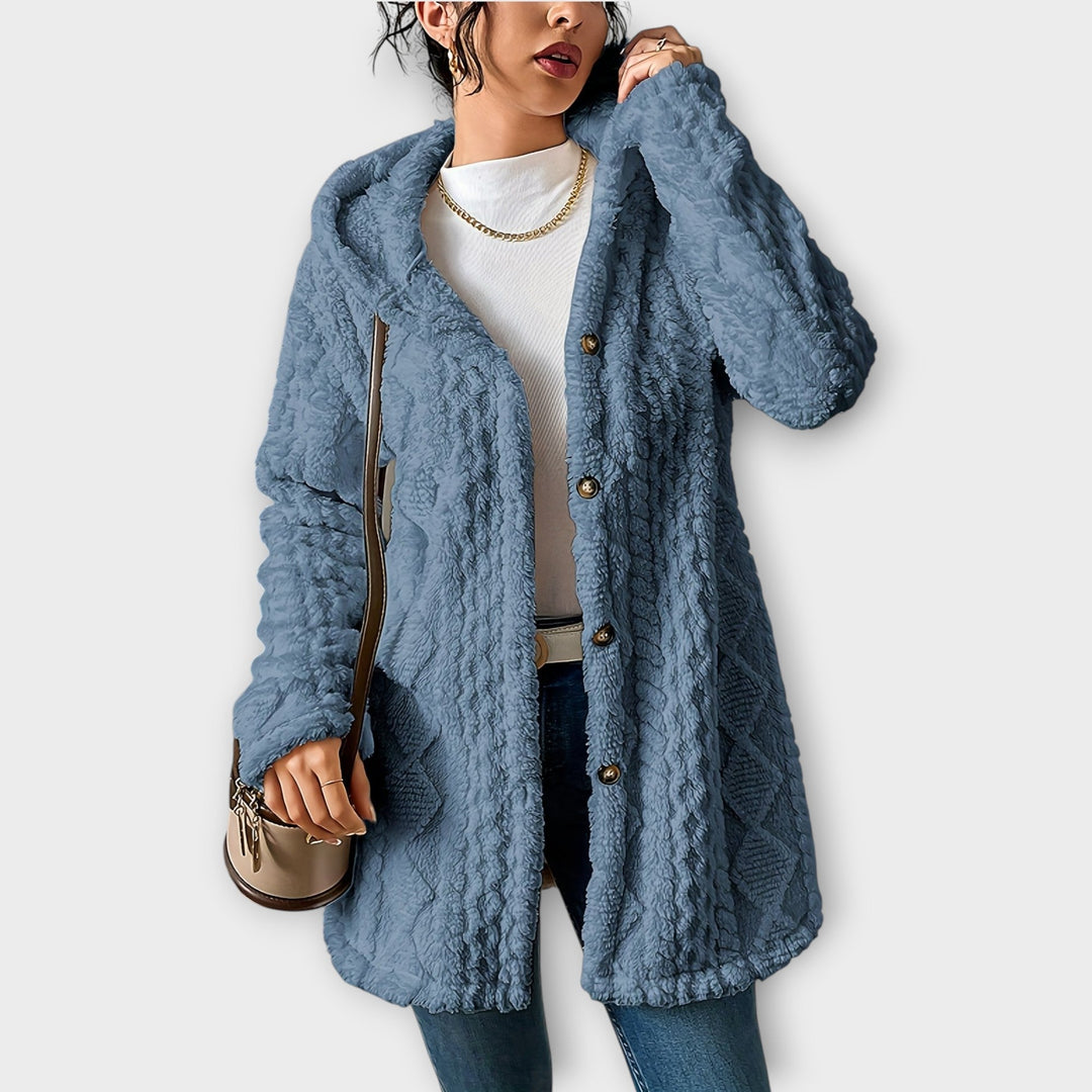 Women's textured winter hoodie jacket with attached hood
