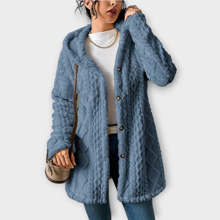 Women's textured winter hoodie jacket with attached hood