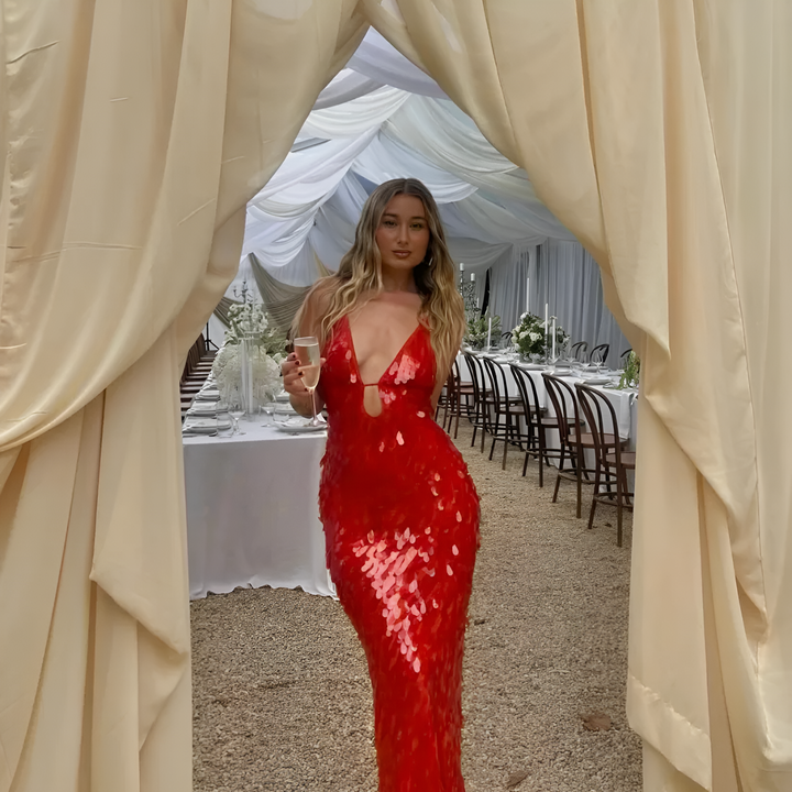 Kiana | Women's V-Neck Sequin Maxi Dress