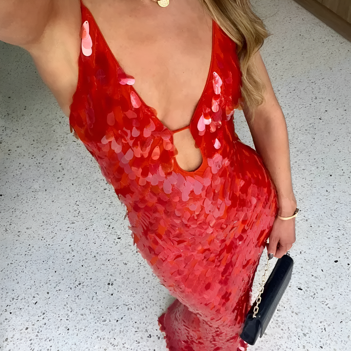 Kiana | Women's V-Neck Sequin Maxi Dress