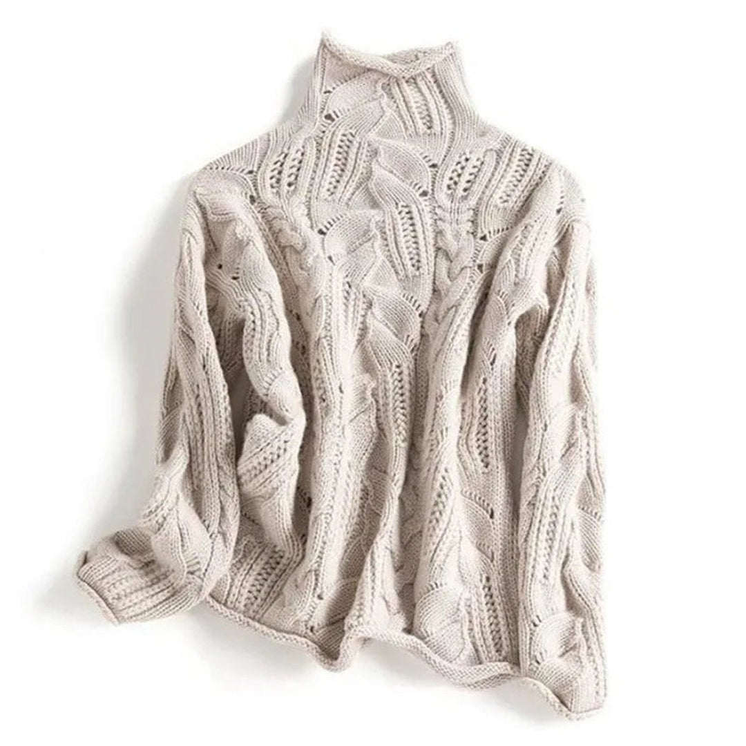 Marinette | Women's Cable-Knit Turtleneck Long-Sleeve Relaxed Sweater