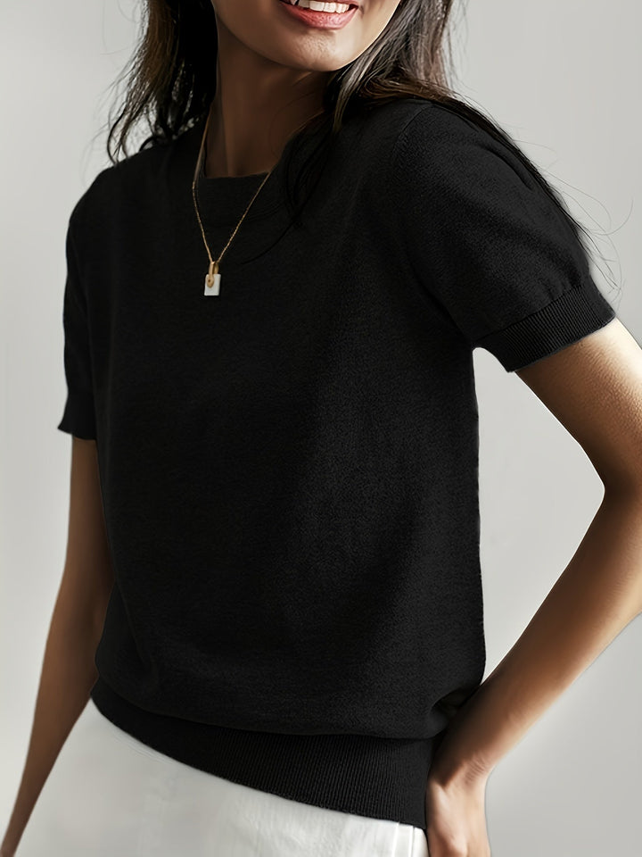 Avelina | Women's Ribbed Knit Short-Sleeve Top