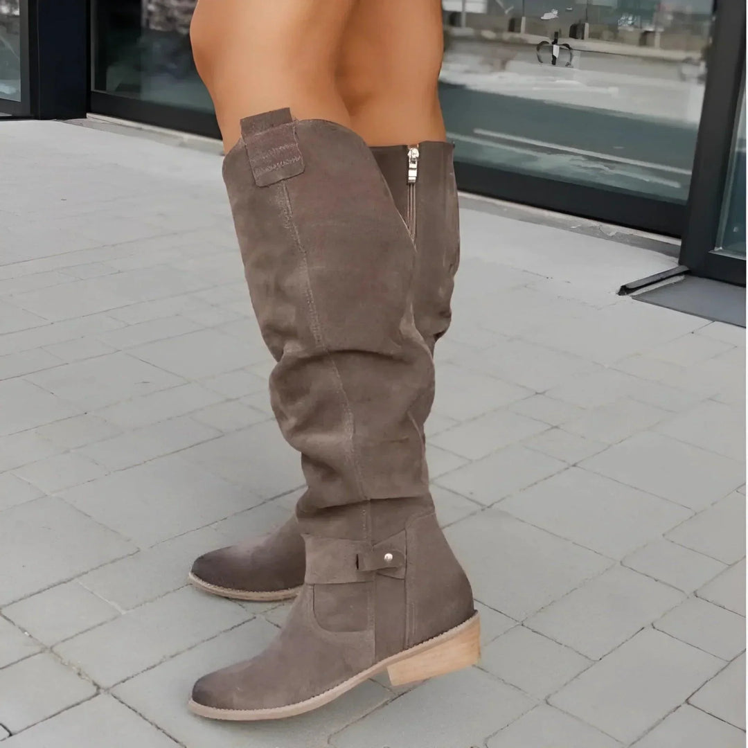 Dilys | Women's Pointed-Toe Block-Heel Knee-High Zip-Up Boots