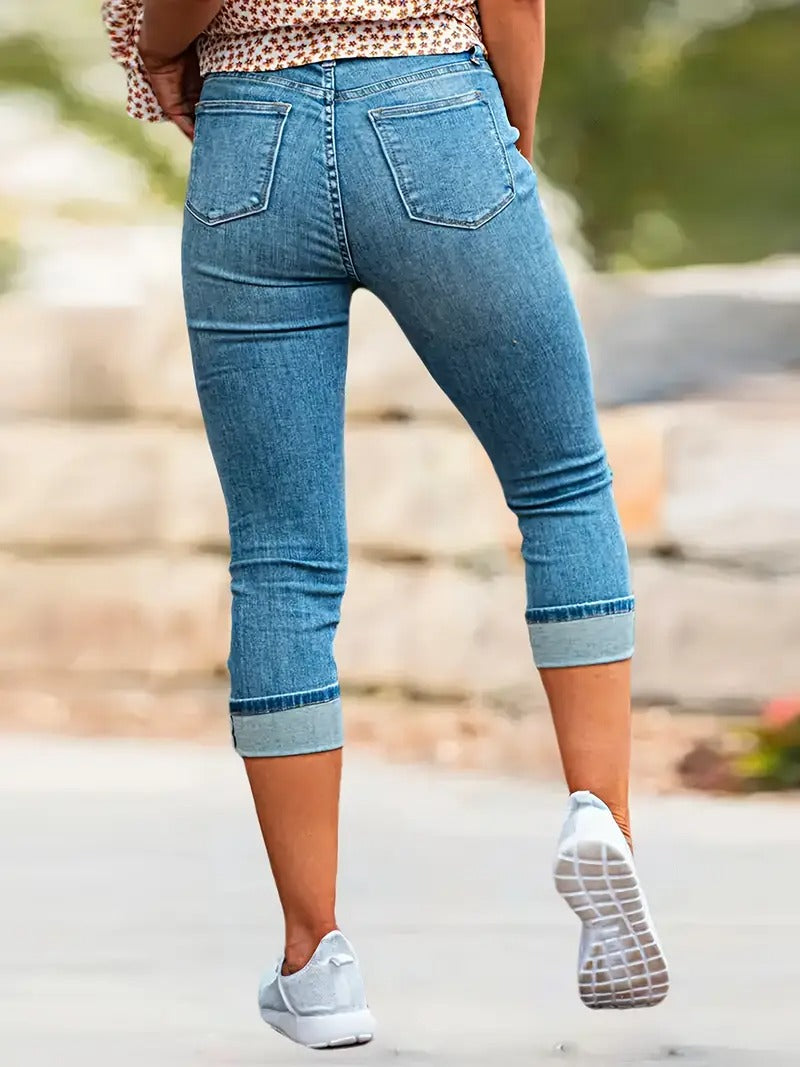 Frankie | Women's Cropped Skinny High Waist Cuffed Jeans