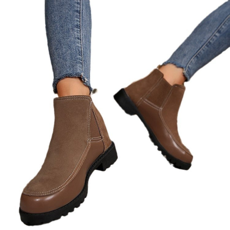 Women's black platform ankle boots with short Martin-style shaft