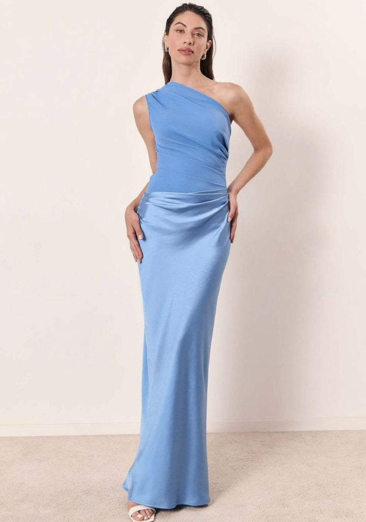Pandora | Women's Satin Bodycon One-Shoulder Maxi Dress