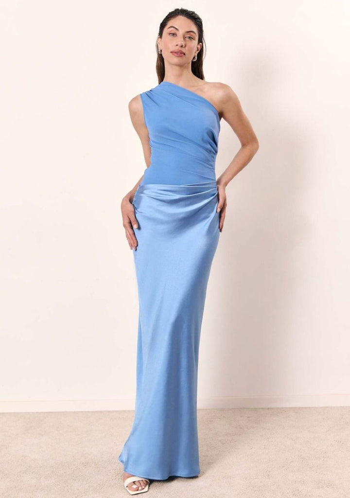 Pandora | Women's Satin Bodycon One-Shoulder Maxi Dress