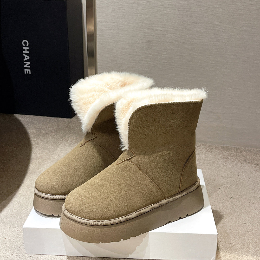 Women's black fleece lined snow ankle boots