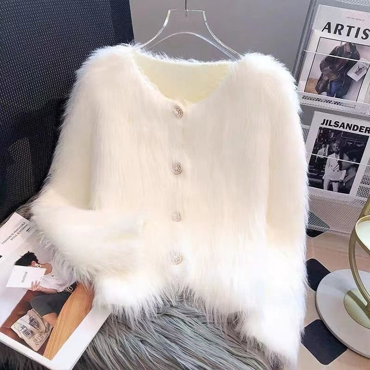 Women's knit cardigan coat with long sleeves