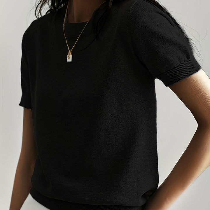 Avelina | Women's Ribbed Knit Short-Sleeve Top