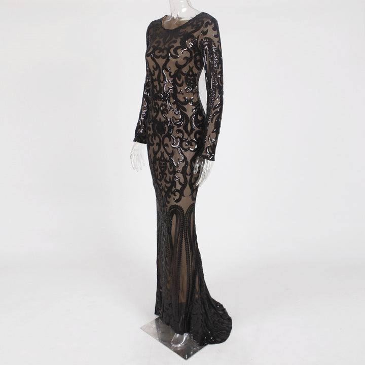Women's long sleeve sequin dress with sparkling finish