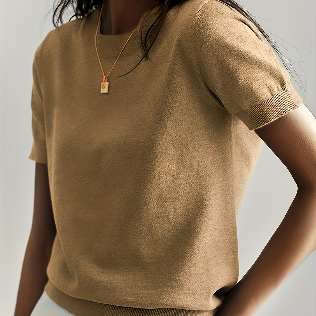 Avelina | Women's Ribbed Knit Short-Sleeve Top