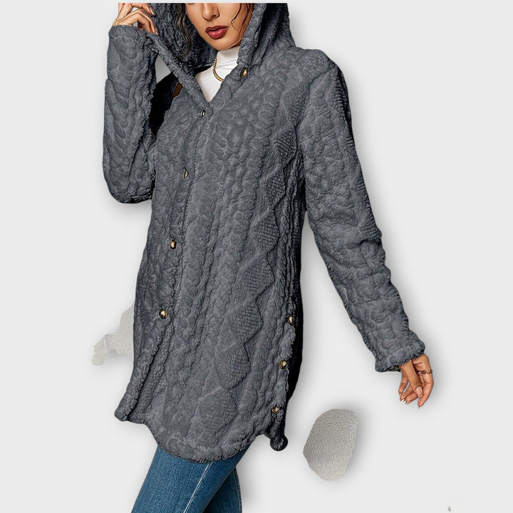 Women's textured winter hoodie jacket with attached hood