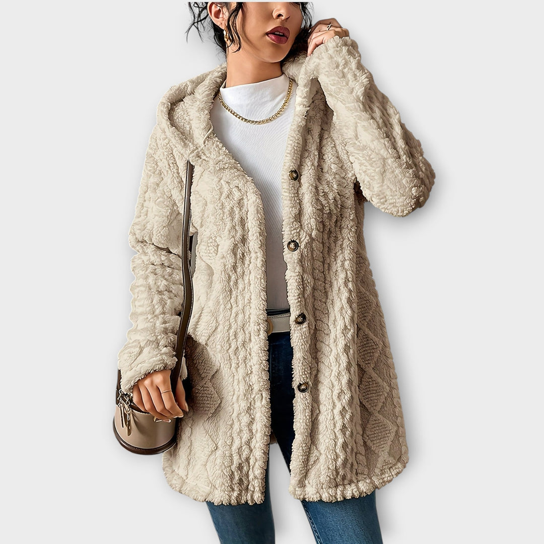 Women's textured winter hoodie jacket with attached hood