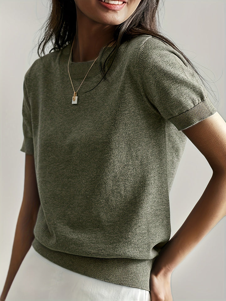 Avelina | Women's Ribbed Knit Short-Sleeve Top