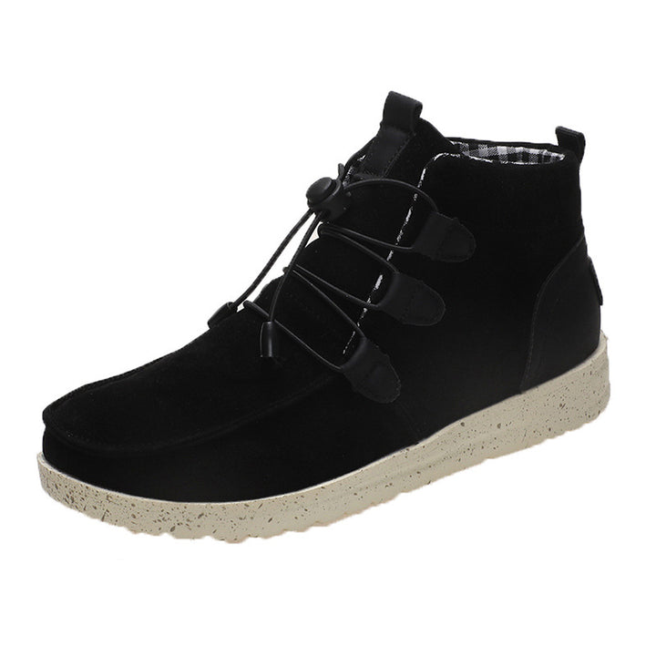Women's wedge ankle boots with drawstring detail and round toe