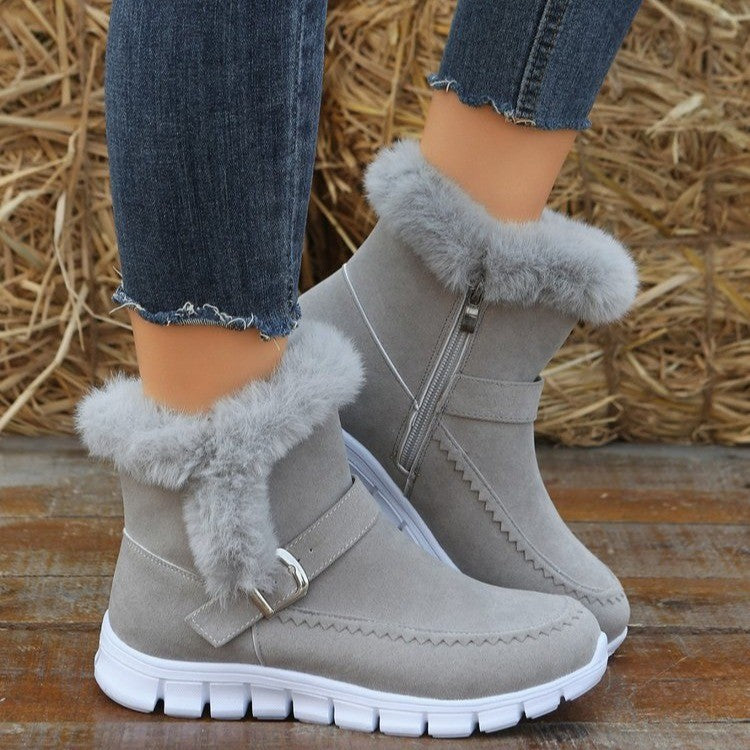 Women's plush lined flat winter ankle boots