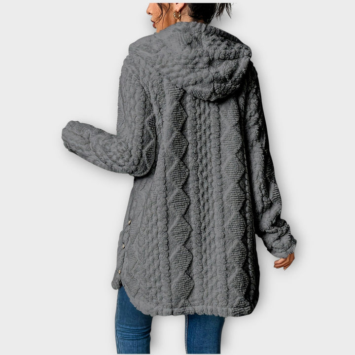 Women's textured winter hoodie jacket with attached hood