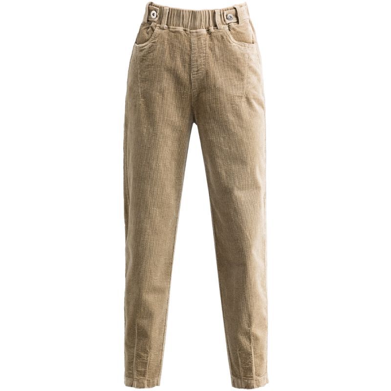 Women's tapered corduroy pants with rivet details