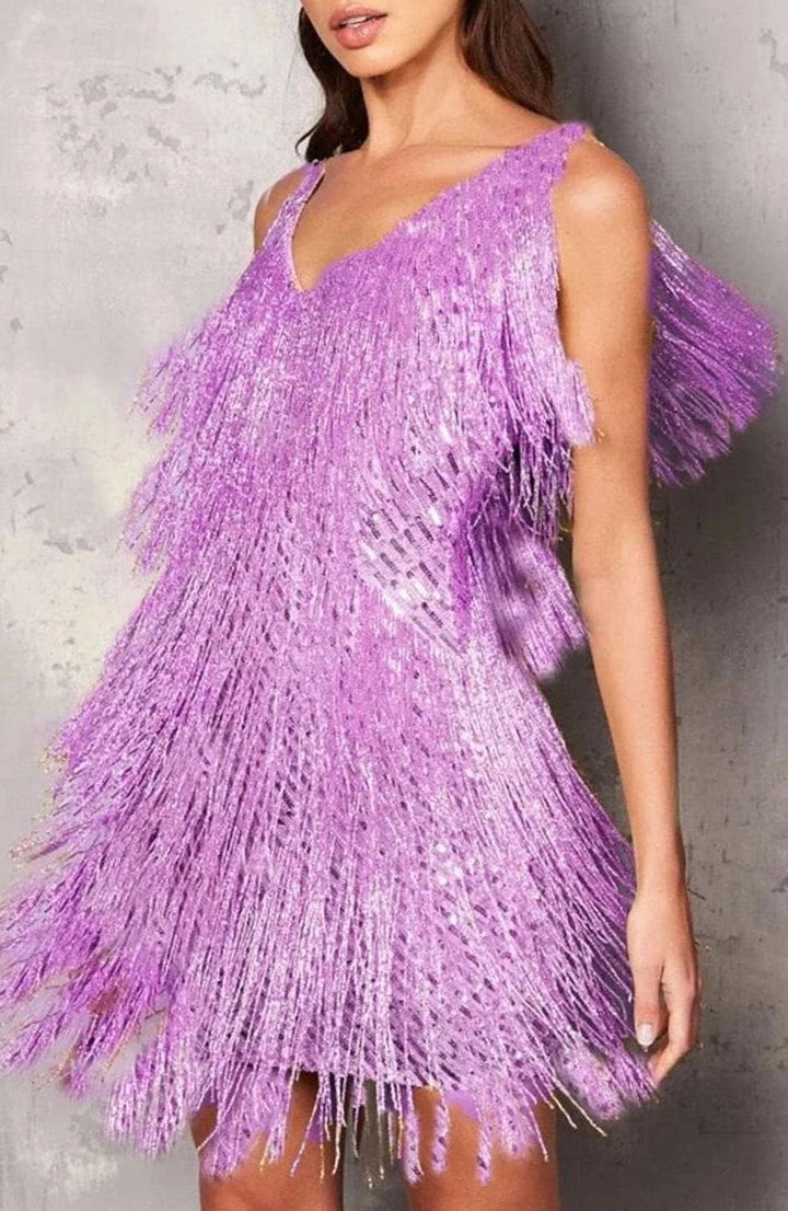 Geraldine | Women's Sequin A-Line V-Neck Sleeveless Dress