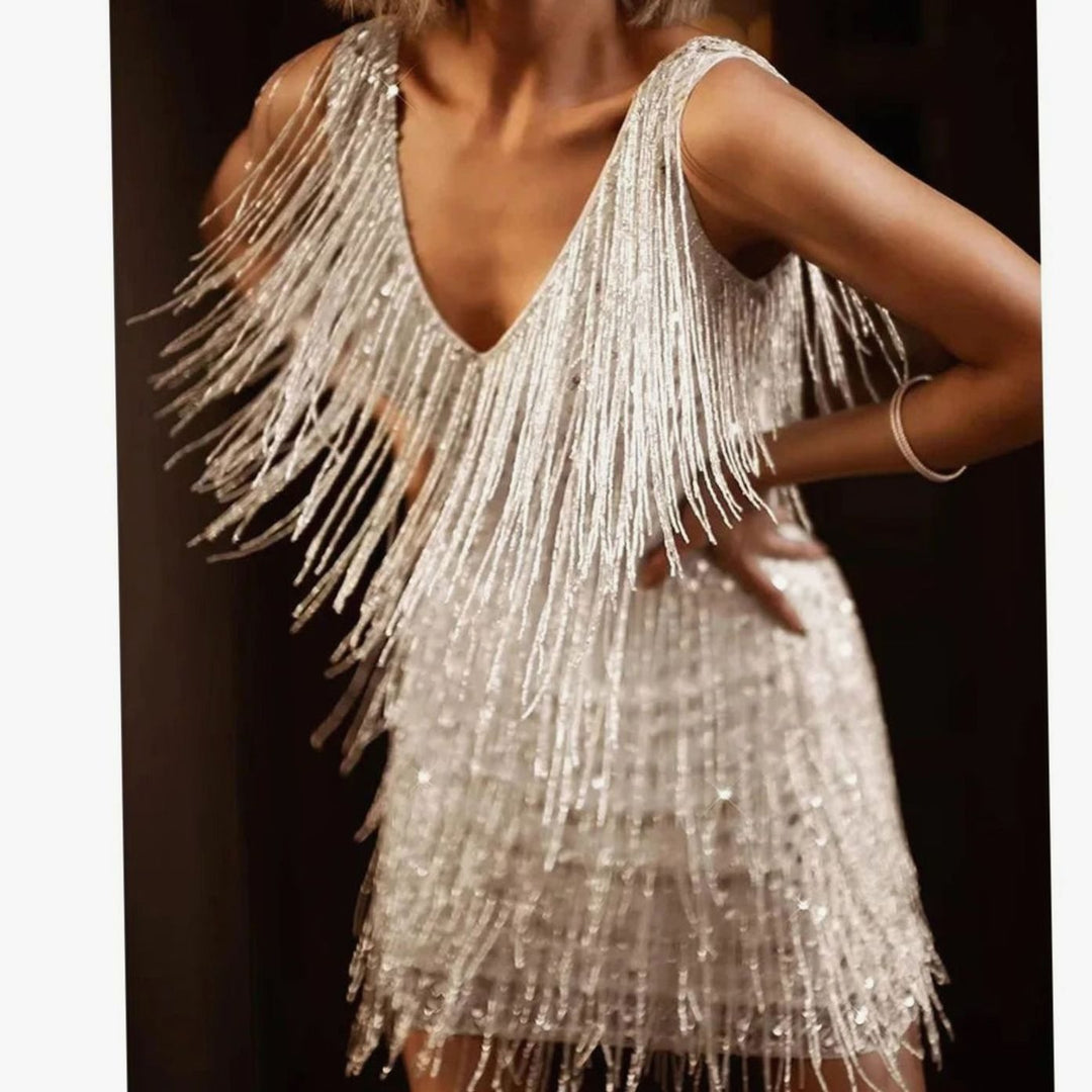 Geraldine | Women's Sequin A-Line V-Neck Sleeveless Dress