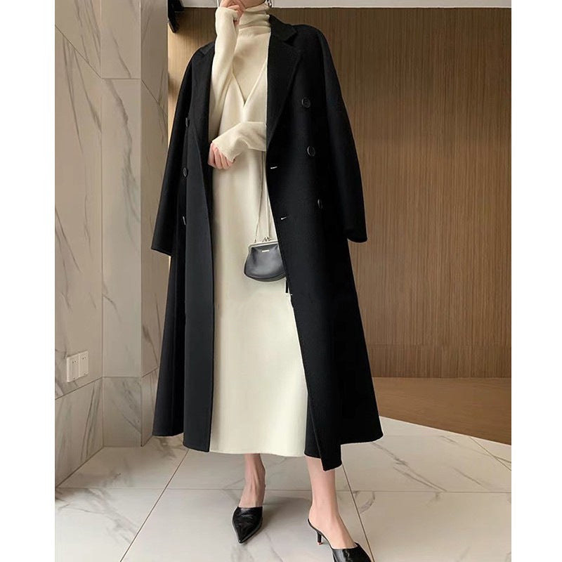 Beige sleeveless knit V-neck sweater dress front view