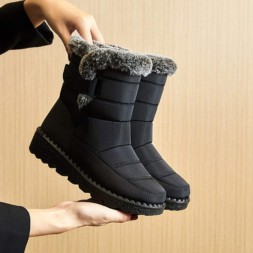 Women's plush lined winter ankle boots with platform sole