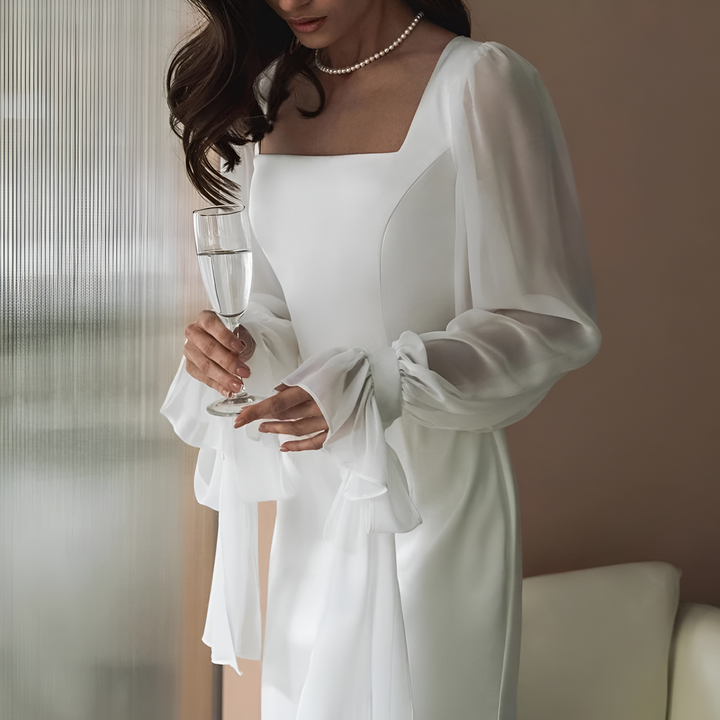 Londyn | Women's Square Neck Puff Sleeve Maxi Dress