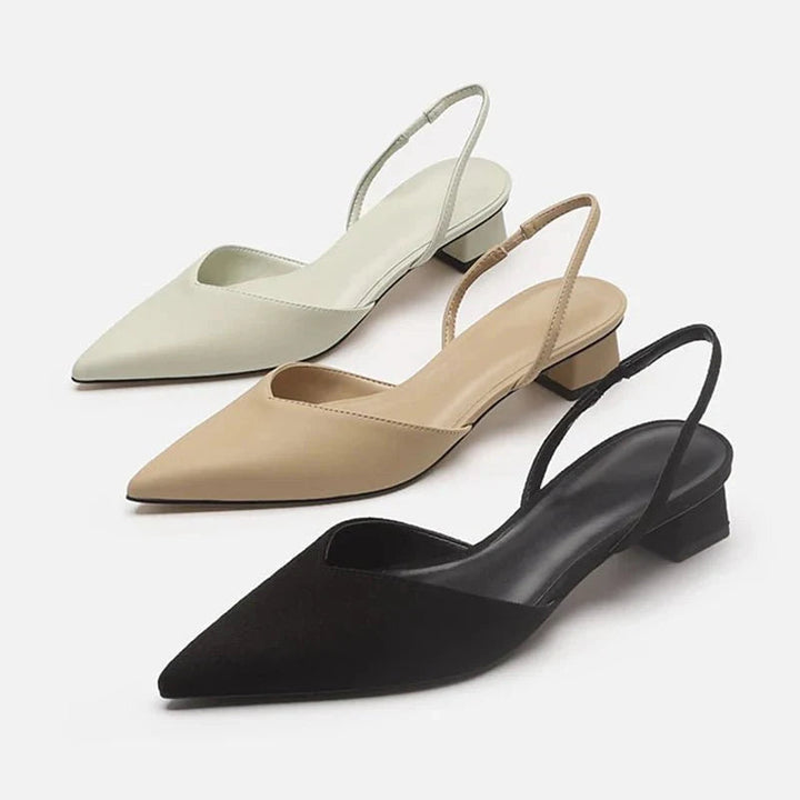 Alesha | Womens Pointed Toe Slingback Block Heel Pumps