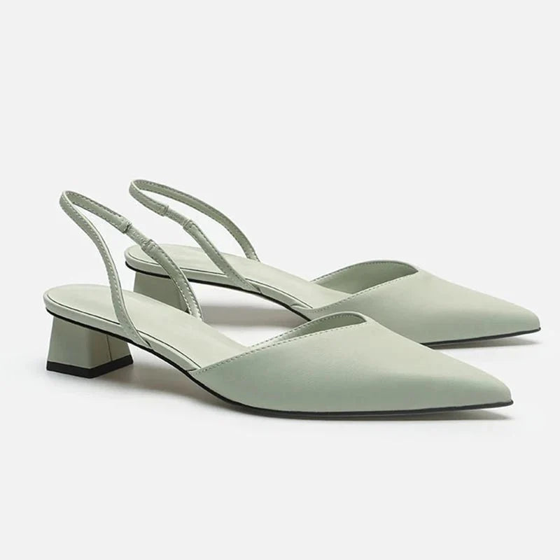 Alesha | Womens Pointed Toe Slingback Block Heel Pumps