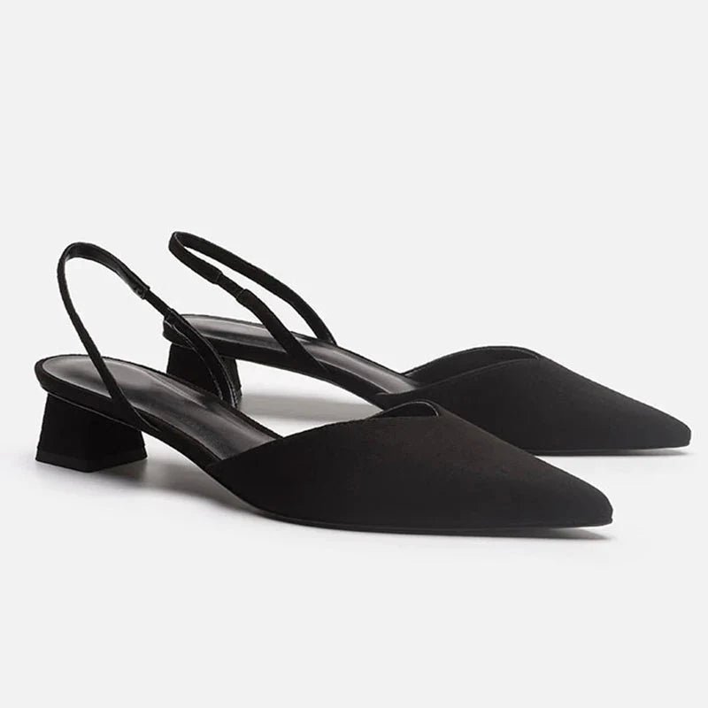 Alesha | Womens Pointed Toe Slingback Block Heel Pumps