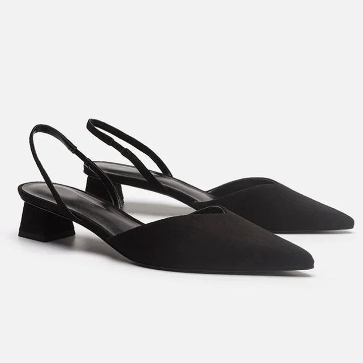 Alesha | Womens Pointed Toe Slingback Block Heel Pumps