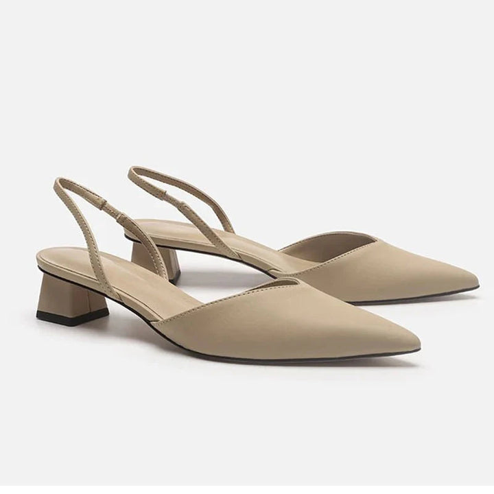 Alesha | Womens Pointed Toe Slingback Block Heel Pumps