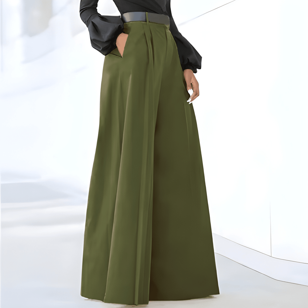 Hayley | Women's High Waist Pleated Wide Leg Trousers
