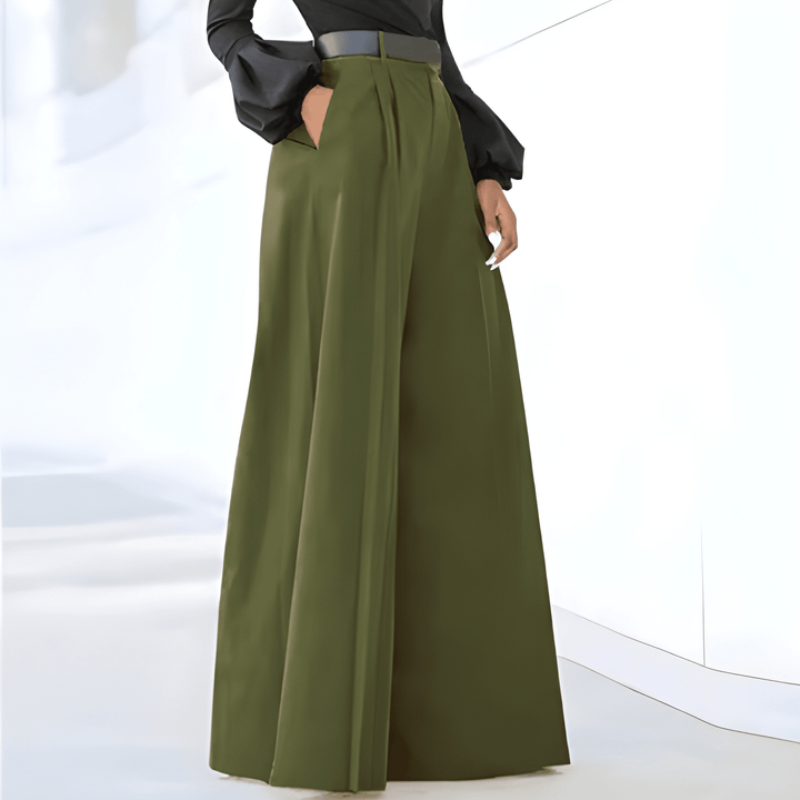 Hayley | Women's High Waist Pleated Wide Leg Trousers